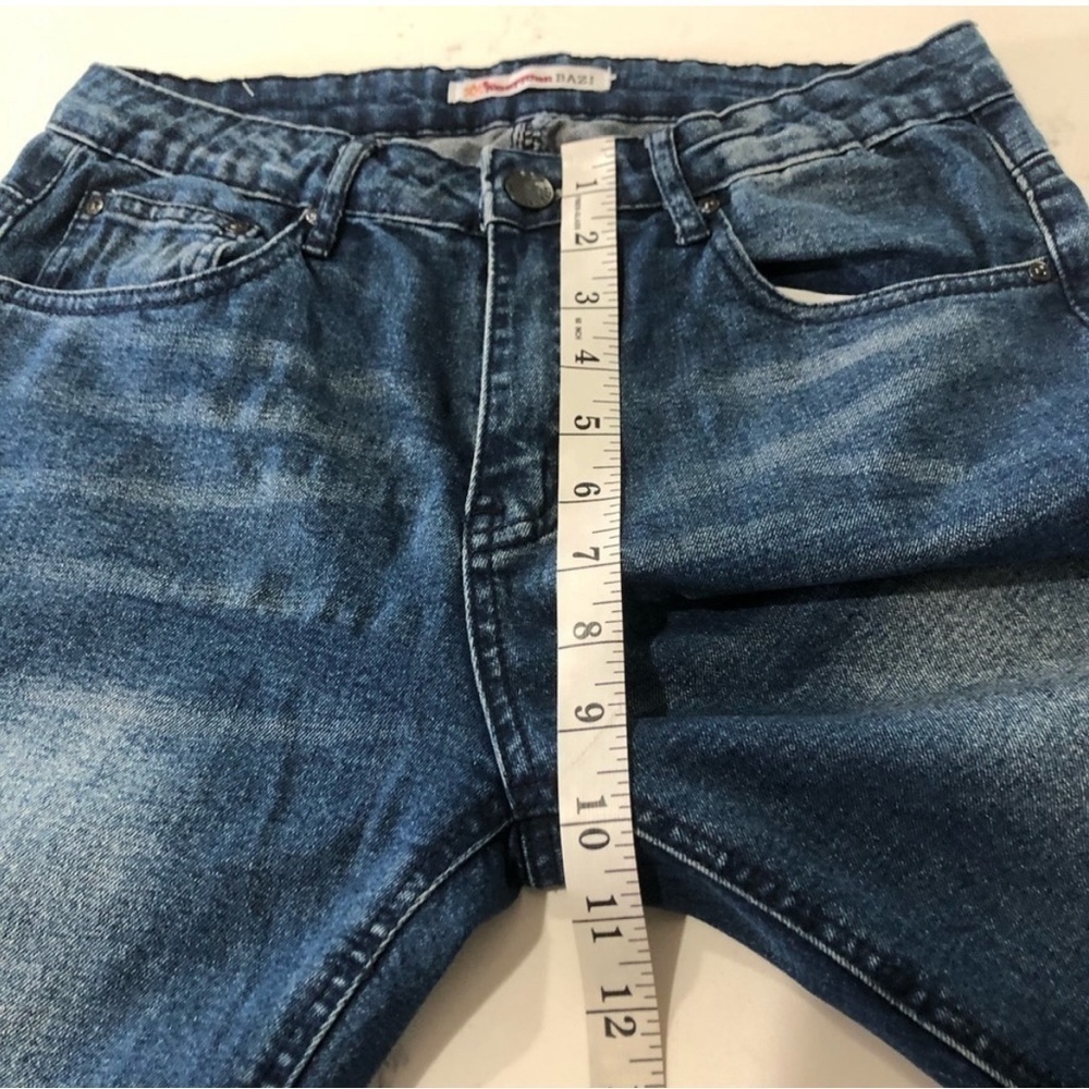 American BAZI cropped jeans distressed blue size:7 - Picture 9 of 13